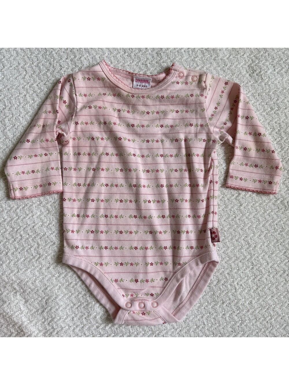 GYMBOREE Vintage Y2K 2001 Long Sleep Floral Stripe Bodysuit 3-6M Layette Infant